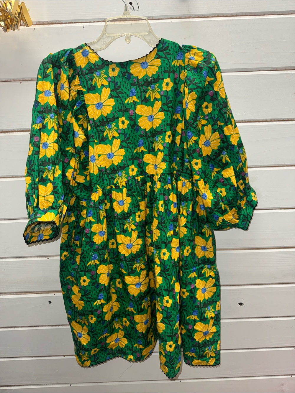 Green and Yellow Floral Puff Sleeve Mini Dress Gigio - Picture 8 of 8